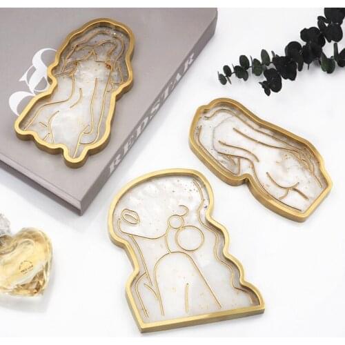 DIY Epoxy Crystal Resin Girl Silicone Mold Model Body Abstract Plate Plate Mirror Tray Silicone Mold