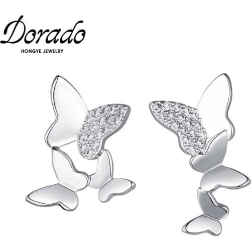 Dorado Cute Three Butterflies Zircon Asymmetry Drop Earrings For Women Girls Fashion Irregular Brincos 2020 Daily Gifts Jewelry