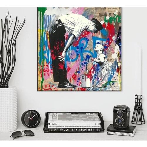 Modern Graffiti Children Police Posters and Prints Wall Art Pictures Street Graffiti Art Canvas Painting for Living Room Decor