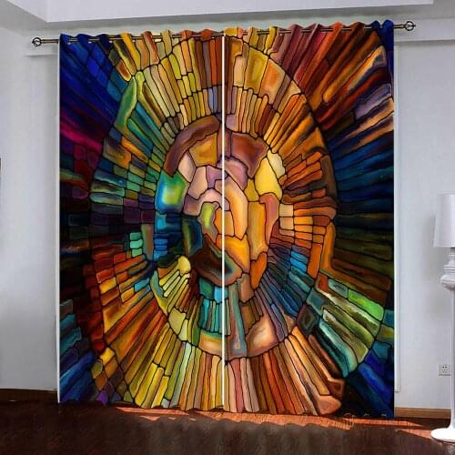 Stereo colorful wood grain 3D Photo Printing Window Blackout Curtain for Living Room Bedroom Hotel Home decor curtains