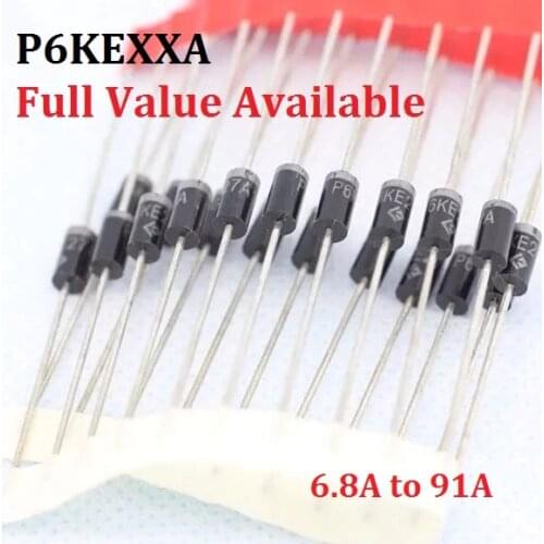 20PCS P6KE P6KE6.8A 10A 12A 13A 15A 16A 18A 24A 27A 30A 33A 36A 51A 91A TVS Diode P6KE