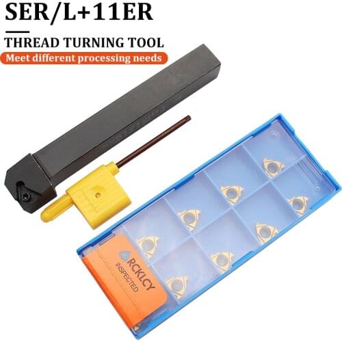 Thread Turning Tool SER1010H11 SER1212H11 SER1616H11 CNC Holder + 11ER AG60 AG55 1.5ISO 2.0ISO Carbide Inserts CNC Latter Cutter