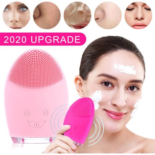 Electric Facial Cleaner Silicone Skin Washing Pore Blackhead Ance Brush Set Face Massager Ultrasonic Vibration Dermabrasion Tool