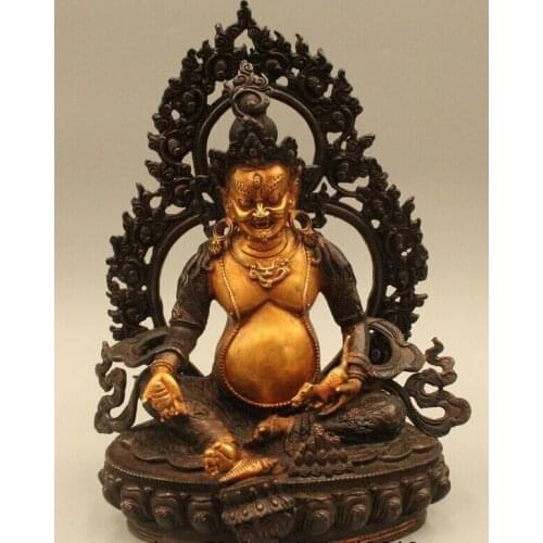 Xd 002674 10"Chinese Tibet Tibetan Buddhism Bronze Gild Money Jambhala Buddha Statue