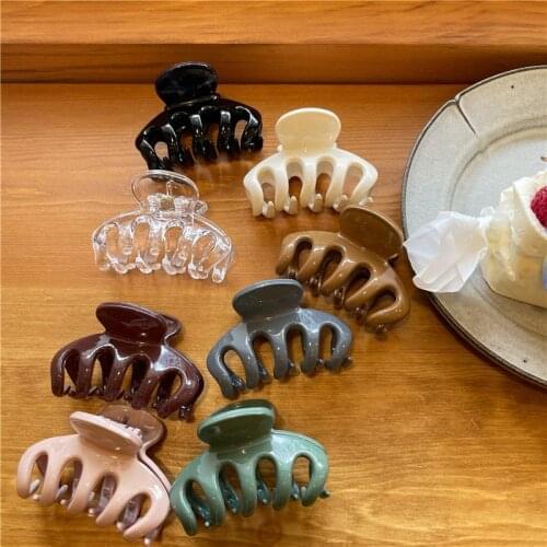 AOMU 2021 New Retro Spring Summer Candy Color Acrylic Geometric Solid Color Clip Hairpin for Girl Commuter Hair Accessories Gift