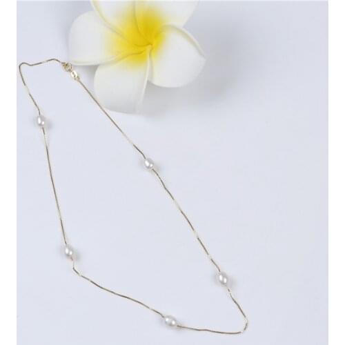Fashion simple girl 925 sterling silver real freshwater pearl pendant necklace chain jewelry women