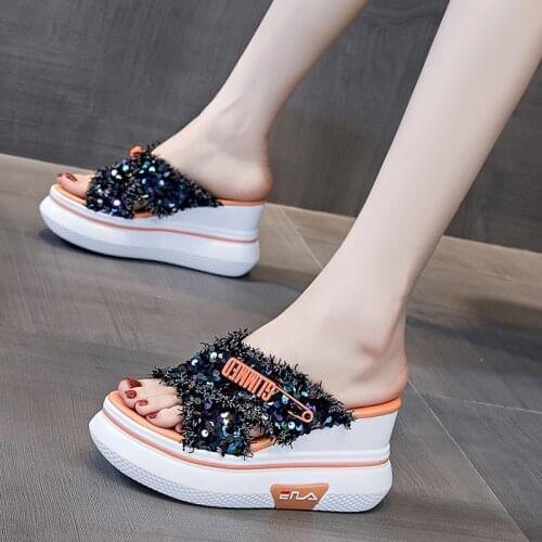 Hot New Fashion Style Ladies Wedge Sandals Shiny High Heel Sandals Sandals Summer Platform Sandals Casual Sandals Women Shoes
