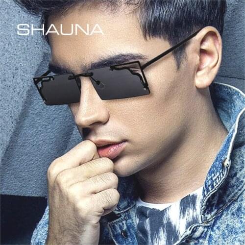 SHAUNA Trending Small Rectangle Semi-Rimless Sunglasses Women Vintage Metal Frame Gradient Lens Shades UV400 Men Sun Glasses