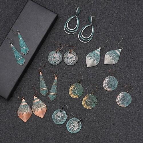 QIHE JEWELRY 9 styles Vintage Earrings for Women Oval Tassel Round Earrings Ethnic Vintage Boho Drop earring Boho Chic