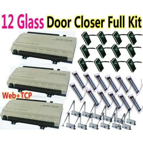 12 Metal Door/Wooden Door Magnetic LockKitWeb IP Control Access Controller+12 RFID Card reader+12 Magnetic lock+12 Door closer