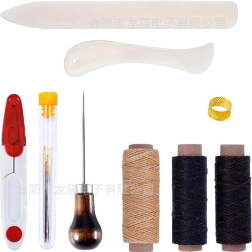 14Pcs/set Handmade Multifunctional Leather Craft Hand Stitching Sewing Tool Thread Awl Thimble Kit Sets DIY Tools