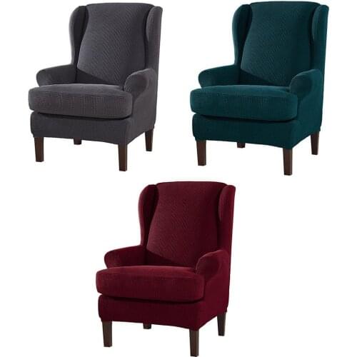 2PCS 3D Tailoring Elastic Armchair Wing Back Wing Chair Cover Stretch Protector Slip Cover Protector Home Sofa Decor Cover