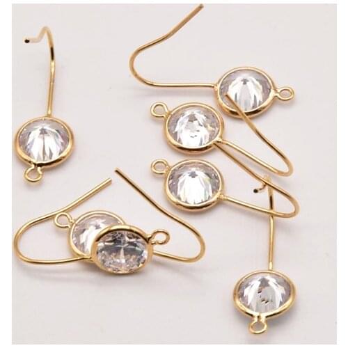 2 Pcs/Lot 21mm*9mm Big Zircon Ear Hook Earring Hook Earwire Earrings Fitting Ear Setting Base For Diy Jewelry Making JA0152