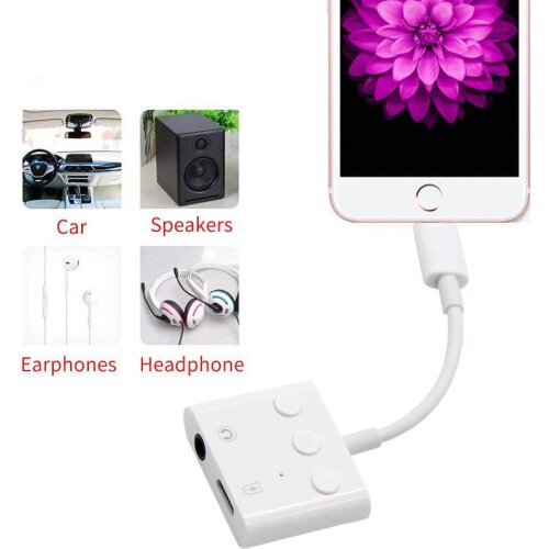 2-in-1 3.5mm Jack Audio Adapter Charger for Iphone Earphone Headphones Connector fast charging Compatible with IOS