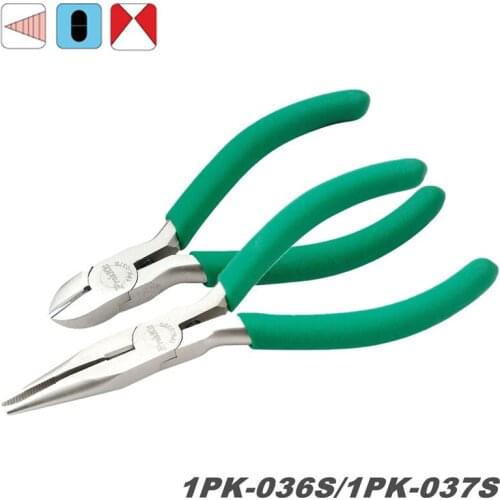 2020 Free Shipping ProsKit 1PK-036S Long Nose Plier with Teeth Needle Non-slip Sharp Nose Pliers 1PK-037S Diagonal Cutting Plier