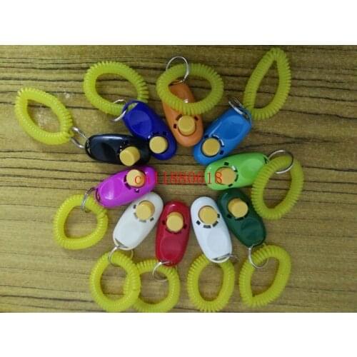 300pcs/lot Free Shipping Colorful clickers pet dog cat horse bird click obedience clicker Training Trainer with strap