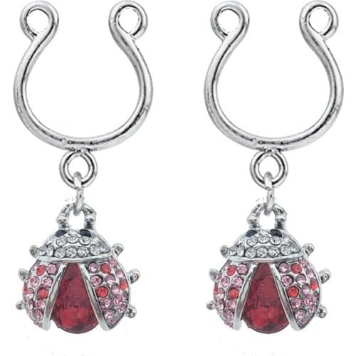 316L Surgical Steel Non Piercing Nipple Ring Coccinella Septempunctata Women Nipple Ring Body Non Piercing Jewelry