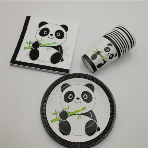40pcs Cartoon Panda Theme Disposable Tableware Plate Cup Napkin Set Kids Birthday Party Decor Baby Shower Favors Party Supplies