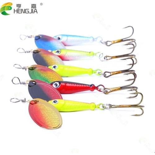 5pcs Fishing spinner bait 9g 5.5cm spoon lure metal baits treble hook isca artificial fish wobbler feeder carp spinnerbait