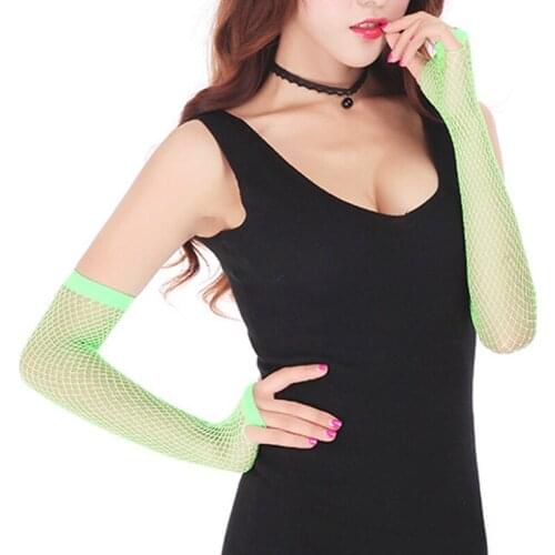652F Sexy Women Lady Punk Dance Costume Party Lace Fingerless Fishnet Gloves Mittens