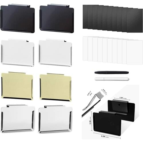 8 Pcs Basket Bin Labels Clip On 4 Color Label Holders With 20 Label Cards 2 Wet-Erase Marker Metal Chalkboard Label Holders