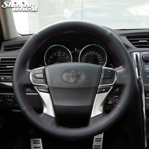 Shining wheat Black Leather Car Steering Wheel Cover for Toyota Reiz Mark X 2009-2015