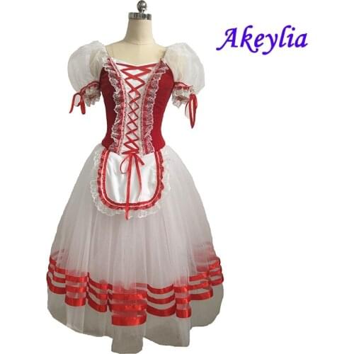 Giselle Professional Ballet Long dress Red Women Girls pink romantic ballet tutu costume Burgundy Adult ballet Stage dancewear