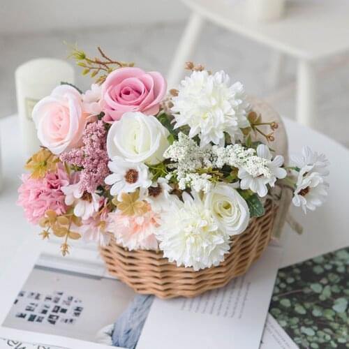 Artificial Flower Bouquets Home & Outdoor Décor Fake Fall Flowers Decoration Faux Aesthetic Flowers for Desk and Shelf