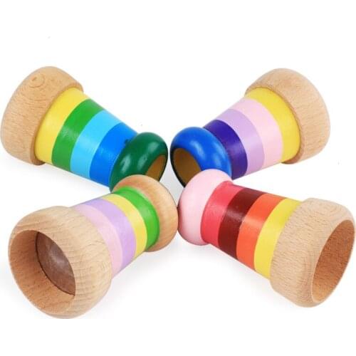 Wooden polygonal prism effect kaleidoscope childrens grip educational early childhood toys educational toys for children