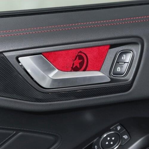 For Ford Escape Kuga 2020 2021 Focus MK4 2019 4pcs Alcant-a Luxury Material Short Plush Interior Door Handle Trim Accessories