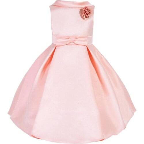 Elegant girl dress noble European solid bow princess dress for 3-10yrs girls kids children party wedding performance dress
