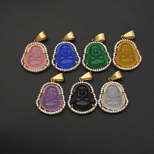 Hip Hop Gold Color Stainless Steel Maitreya Laughing Buddha Pendant Necklace Men Women Unisex Jewelry Drop Shipping