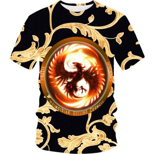 Praise and hot sale Flame Phoenix 3D printed mens and womens T-shirt milk silk soft loose T-shirt sweatshirt made in China
