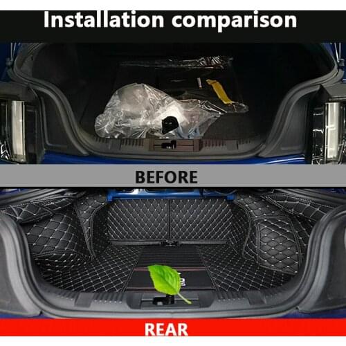Embroidery Tail Box Pad Trunk Mat All-inclusive Tail Box Mat for 15-20 Ford Mustang Accessories Interior Stowing Tidying