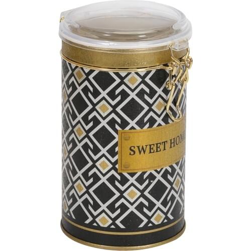 Motif Patterned Metal Storage Container Cylinder Wired Cover 1.21 Lt Kitchen Aid Home Accessory Luxury 2021 Discounted Product