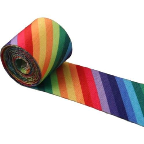 38MM Rainbow Webbing Belt 1.5" Soft Smooth Ethnic Webbing Purse Handbag webbing Buckle Belt Chain Purse Bag Purse Straps Leash