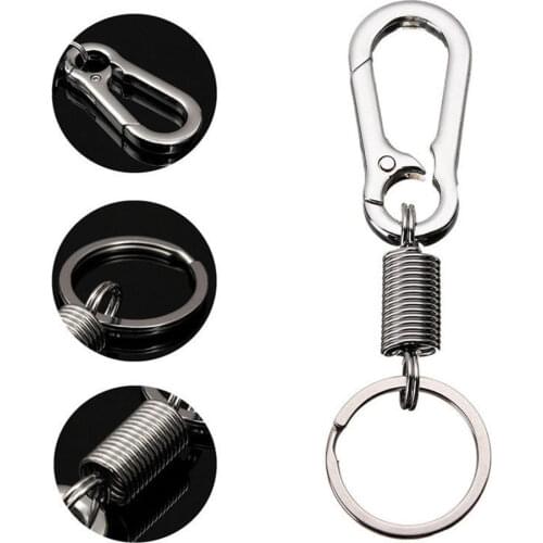 New Stainless Steel Spring Buckle Carabiner Retractable Keychain Waist Belt Clip Key Ring Decoration Unisex Gift New