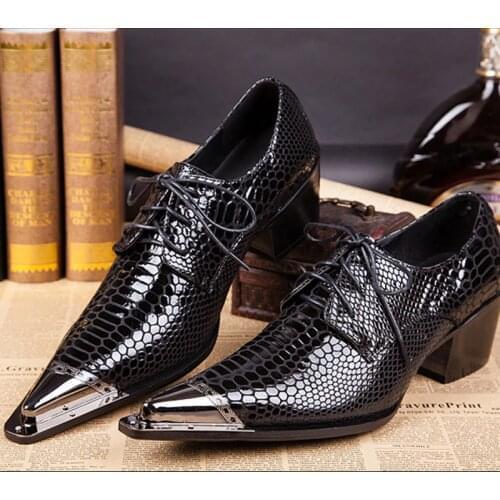 Autumn Male Trend Tip Serpentine Cowhide Formal wear Luxury Leather shoes Man Frenulum Ventilation Popular Mens wedding shoes