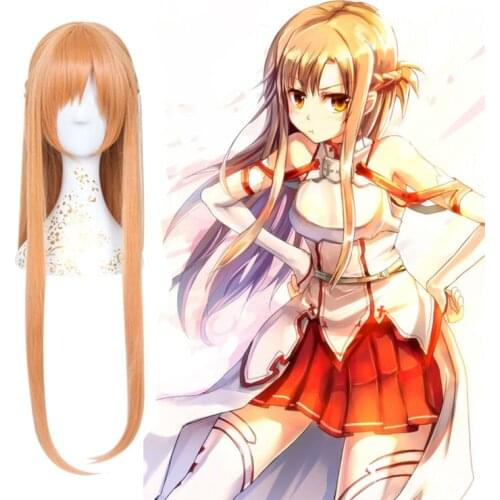 Anime Sword Art Online Cosplay Wigs Asuna Yuuki Cosplay Wig Heat Resistant Synthetic Wig Hair Halloween Party Women Cosplay Wig