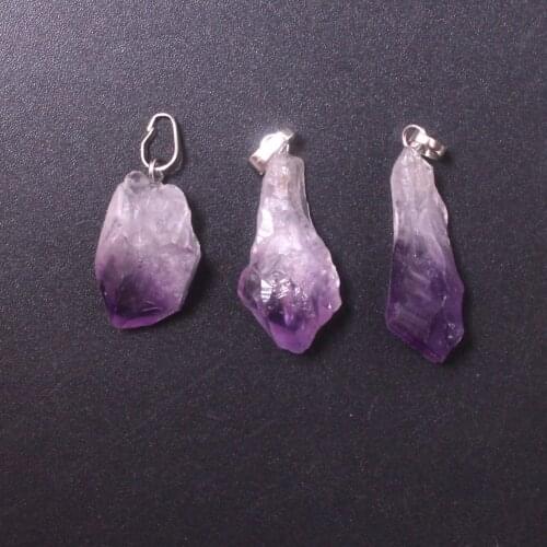 Druzy 1PC Tiny Amethysts Quartz Crystal Point Pendant Necklace Purple Gemstoness Natural Rough Stones Healing Energy Chakra