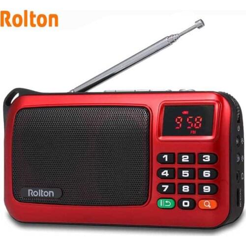 Rolton W405 Portable FM Radio USB Wired Computer Speaker HiFi Receiver LED Display Support TF Play With Flashlight Money Verify