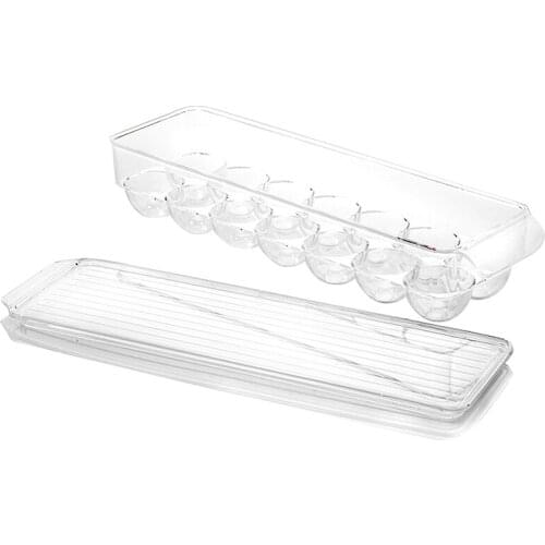 14 Grid Clear Acrylic Fridge Refrigerator Egg Storage Holder Organizer Tray Fresh Plastic Egg Container For Kitchen