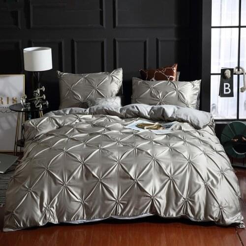 Luxury Solid Comfortable Quilt Cover Adult Bed Bedding Linens White/Gray Bed Cover Pillowcase US Twin Bed Duvet Cover Set