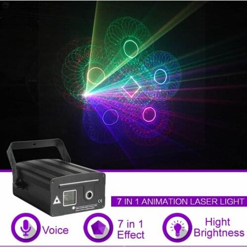 Sharelife Mini 7 in 1 RGB Animation Beam Gobo Effect Laser Light DMX for Wedding DJ Show Karaoke Party Nightclubs Stage Lighting