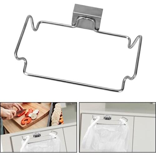 Closet Stand Cabinet Door kitchen Accessories Kitchen Trash Rack Garbage Storage Holder Stainless Steel Garbage Bags Holder