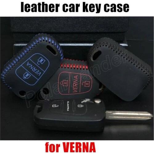 Only Red car styling Hand sewing car key case cover Genuine quality leather fit for HYUDNAI VERNA high quality