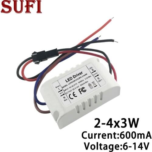 AC 85-277V 2-4x3w 600mA LED Driver Convertor Lighting Transformer For Ceiling Light High Power 3W LED Power Supply 6W 9W 12W