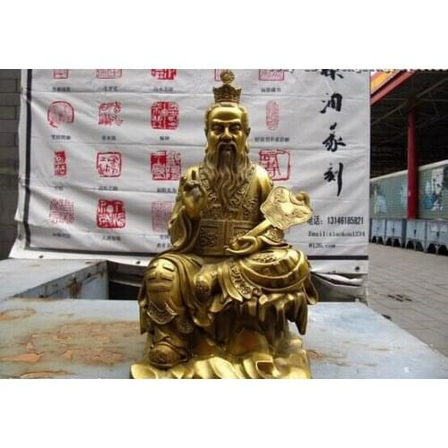 USPS to USA S0094 Chinese myth refined Brass "Tai Shang Lao Jun"Taoist Buddha Statue