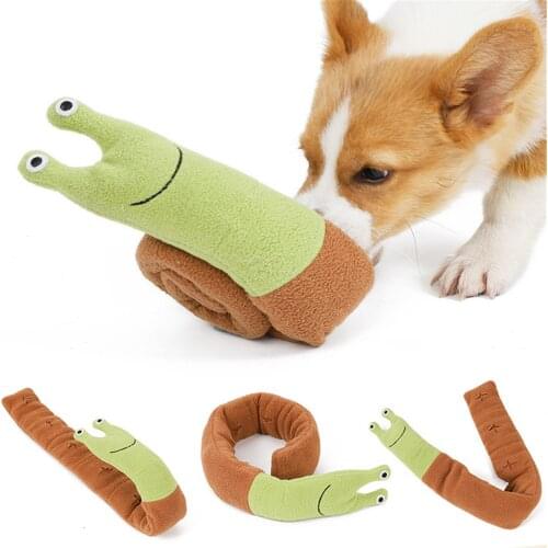 Snail Shaped Plush Doll Toy Educational Pet Sniffing Snail Toy Bite Resistant Dog Slow Feeder Toy Squeaky Molar Doll Teeth Toy
