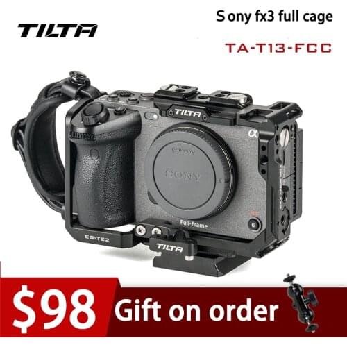INSTOCK Tilta Tactical Gray Full Camera Cage for Sony FX3 Basic Lightweight Pro Kit with Top Handle Base Plate TA-T13-FCC